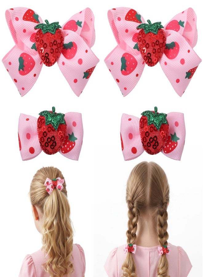 Matwsec 4PCS Strawberry Hair Clips Strawberry Bow Hair Accessories for Women Birthday Party Summer Dress Decor Gifts - Image 1